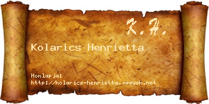 Kolarics Henrietta névjegykártya